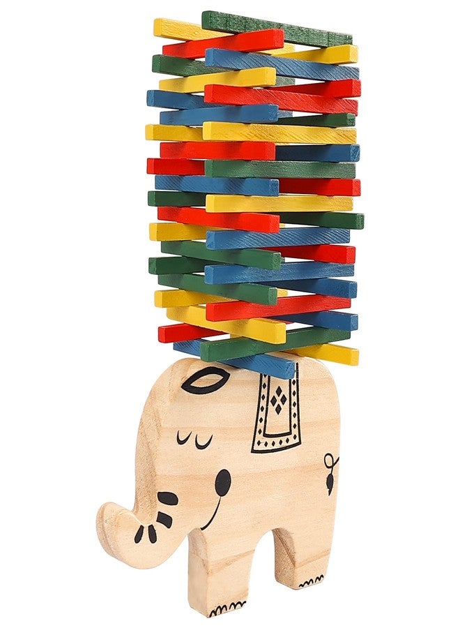 GOTHINK Elephant Stack Up - Elephant Themed Wooden Balancing Game for Motor Skill and Dexterity Building for Children Ages 3 and Up, 2+ Players, Best Travel Game - Image 1